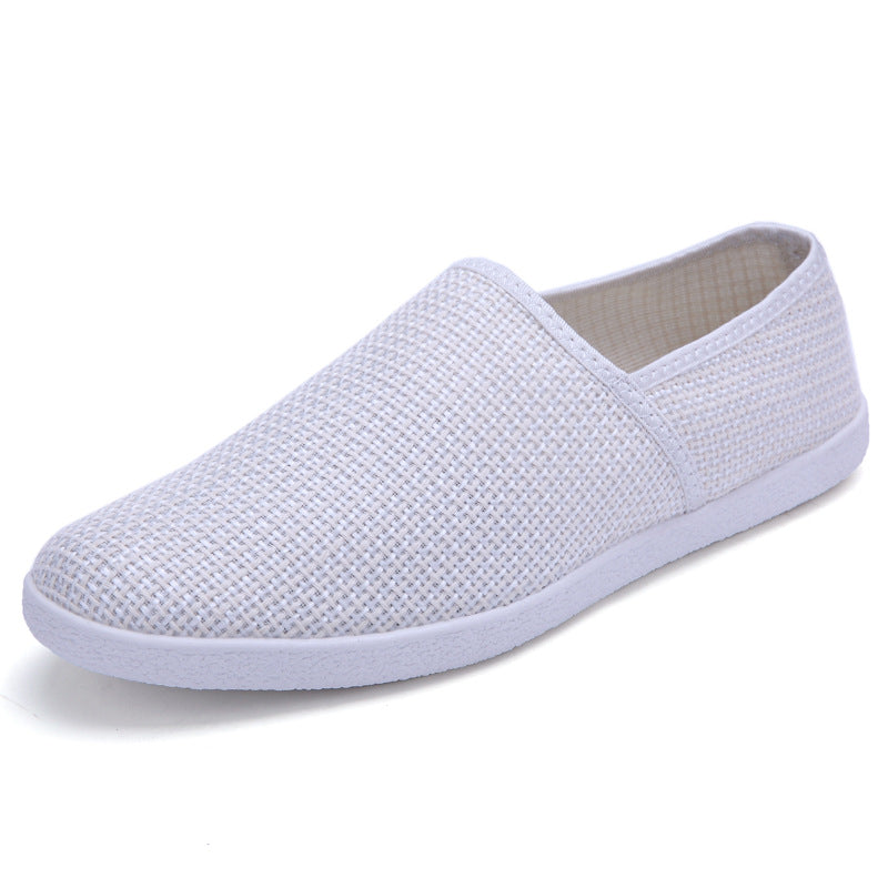 Breathable Casual Men's White Canvas Slip-On Loafers
