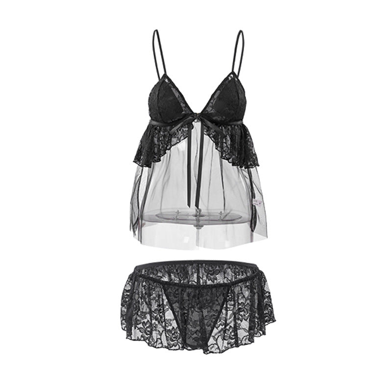 Lace Camisole Nightgown Set with Cotton Lining for Women