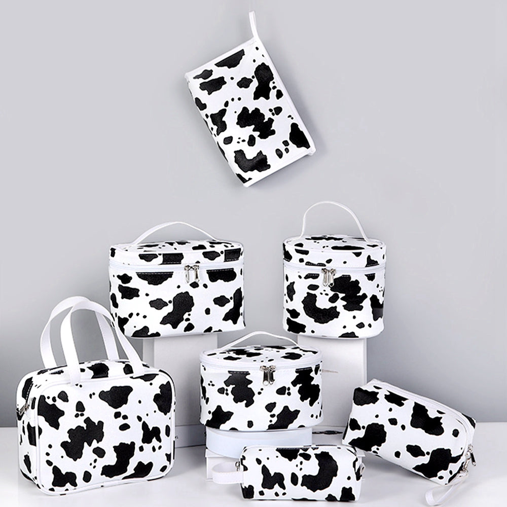 Cow Print PU Makeup Bag - Women's Travel Organizer