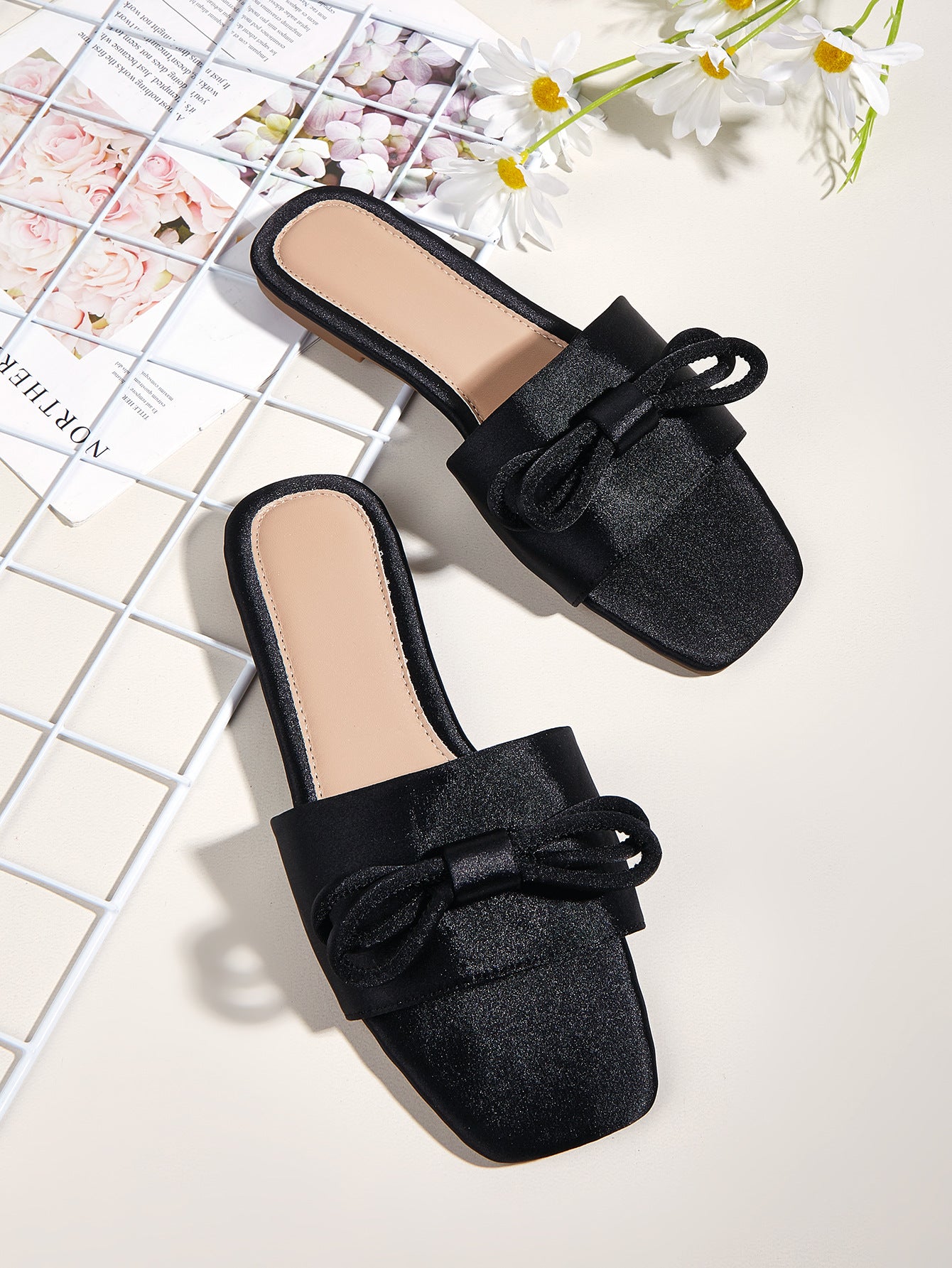 2023 Women's Casual Flat Open-Toe Bow Mules Sandals