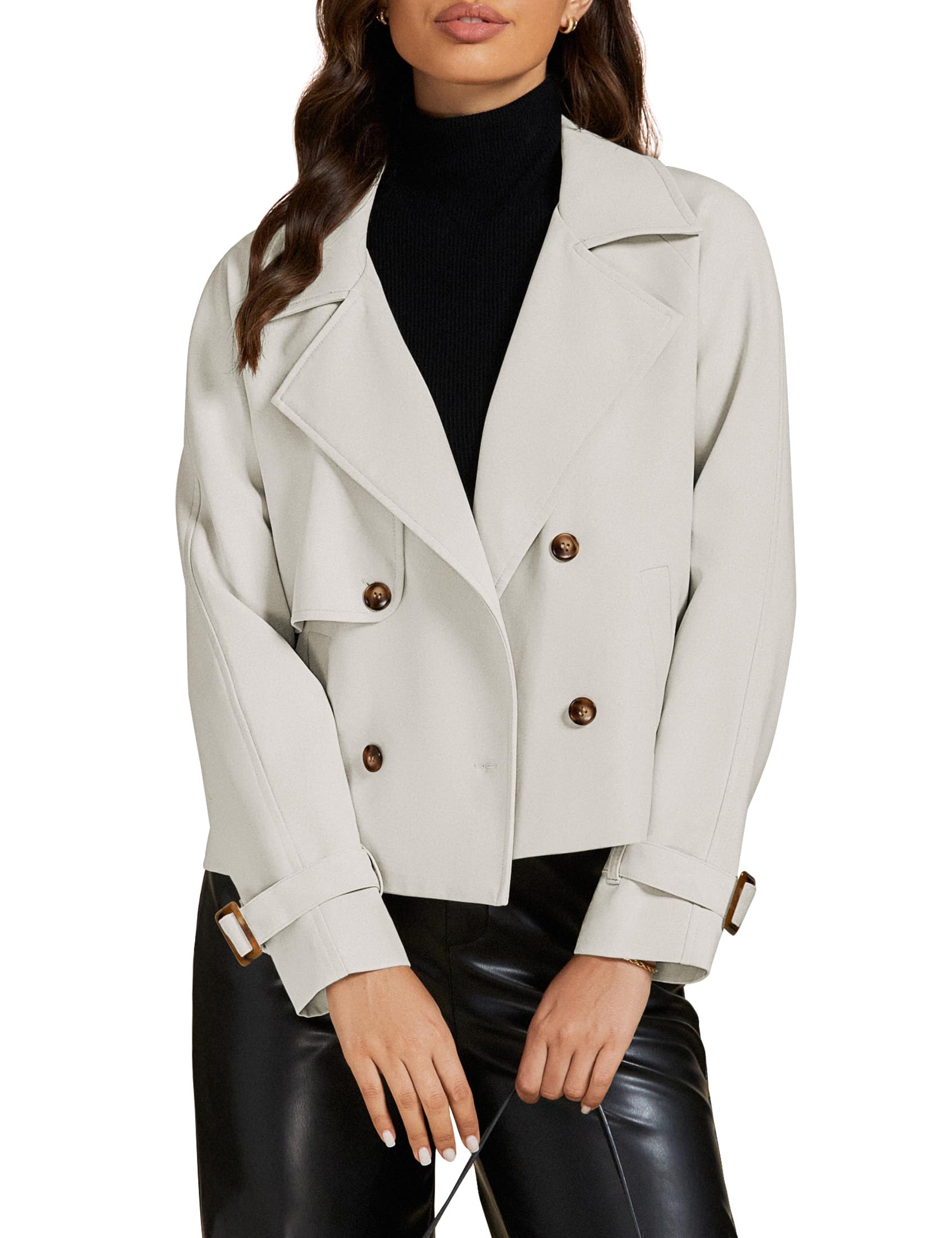 luvamia Jackets for Women Fashion Office Jackets for Women Womens Winter Trench Coat Cute Clothes Womens Office Attire Womens Clothes Womens Winter Coats Light Gray X-Large Fits Size 16 / Size 18