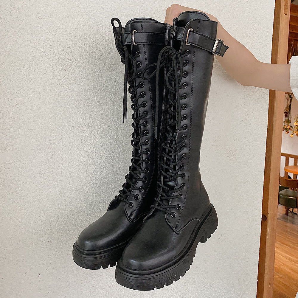 Thick Heel Platform Rider Boots