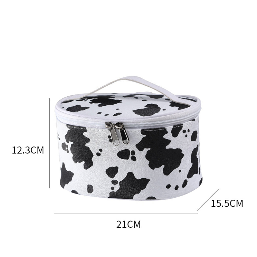 Cow Print PU Makeup Bag - Women's Travel Organizer