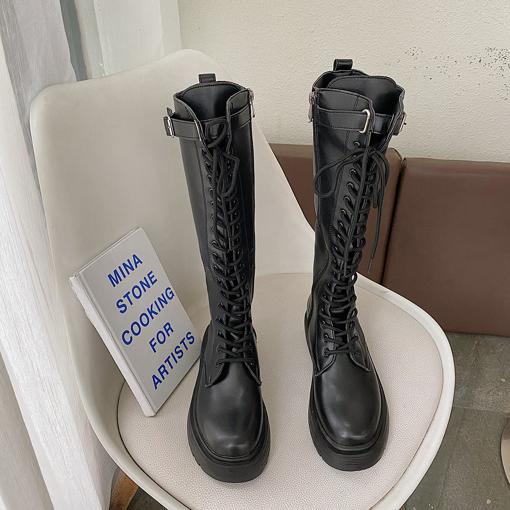 Thick Heel Platform Rider Boots