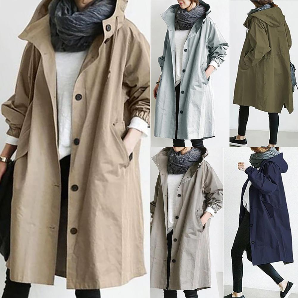 Medium Length Casual Trench Coat for Women in Autumn