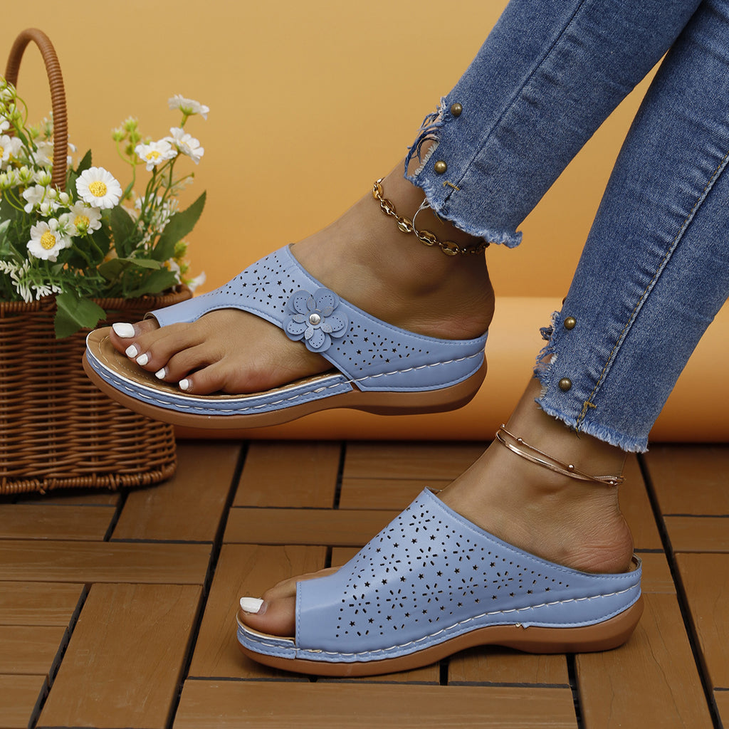 Women's Summer Wedge Heel Sandals with Metal Decor