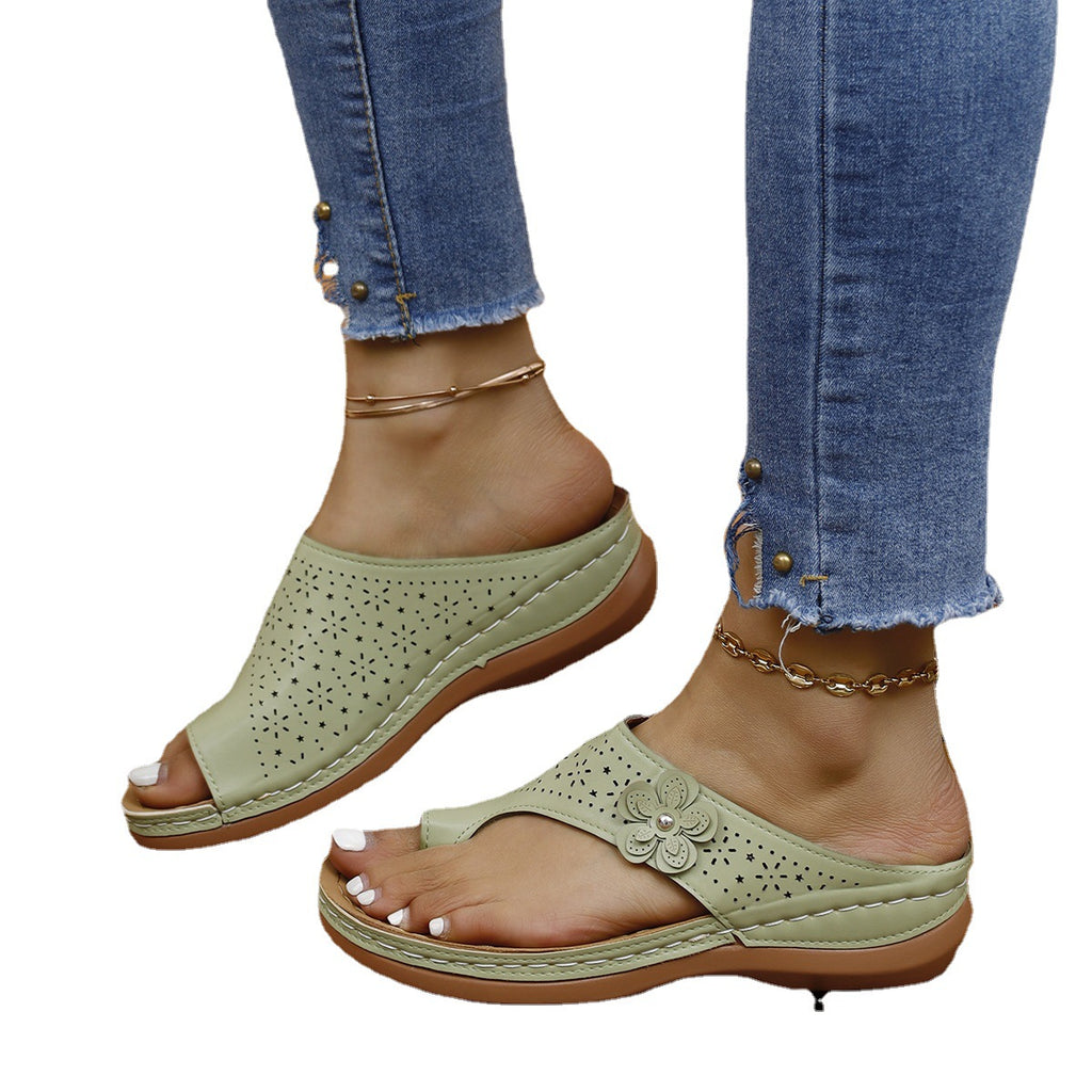Women's Summer Wedge Heel Sandals with Metal Decor