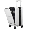 Hanke 20 Inch Carry On Luggage Airline Approved Hard Shell Suitcases with Wheels & Front Pocket TSA Luggage Lightweight Carry On Suitcase for Travel Rolling Luggage(Grayish white)