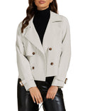 luvamia Jackets for Women Fashion Office Jackets for Women Womens Winter Trench Coat Cute Clothes Womens Office Attire Womens Clothes Womens Winter Coats Light Gray X-Large Fits Size 16 / Size 18