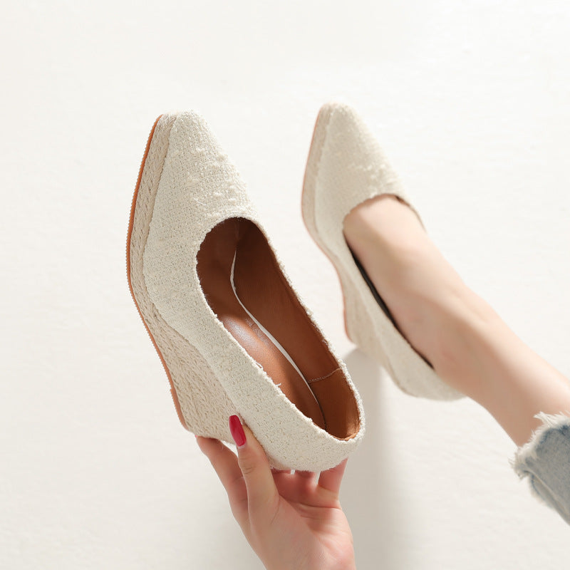 Retro Women's Wedge Heel Pumps for Spring Summer