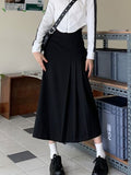 Retro Y2K Splicing Pleated Long Skirt for Women