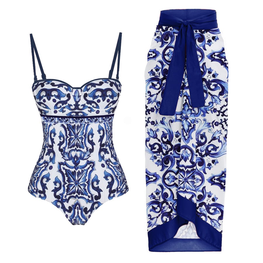 Blue Porcelain Pattern Swimsuit