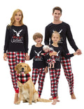 Tebbis Family Christmas PJS Matching Set Cotton Reindeer Plaid Pajamas Pet Bandana M