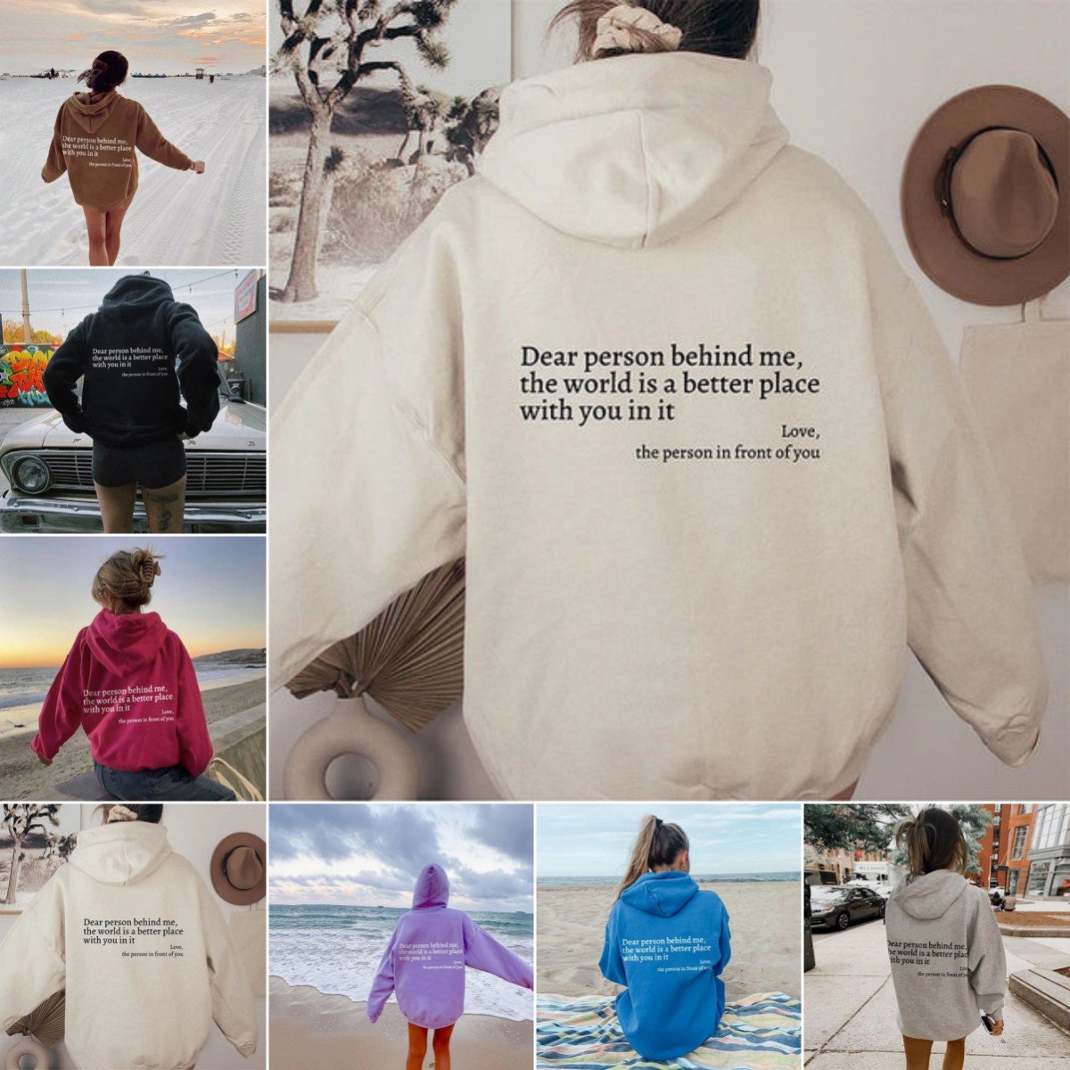 Women's Trendy Hoodie with Letter Print and Pocket